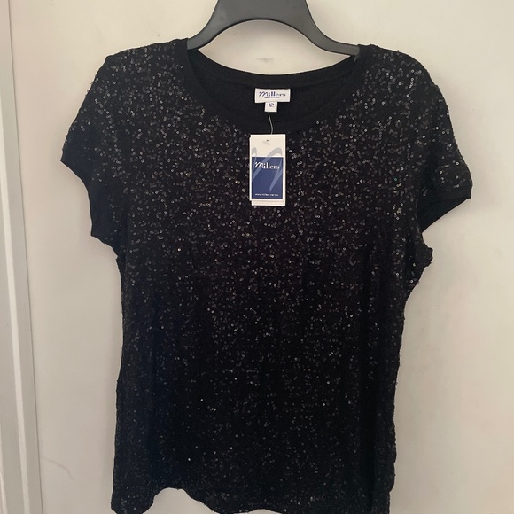 New Black Sequin Top Size 12 - Picture 1 of 5